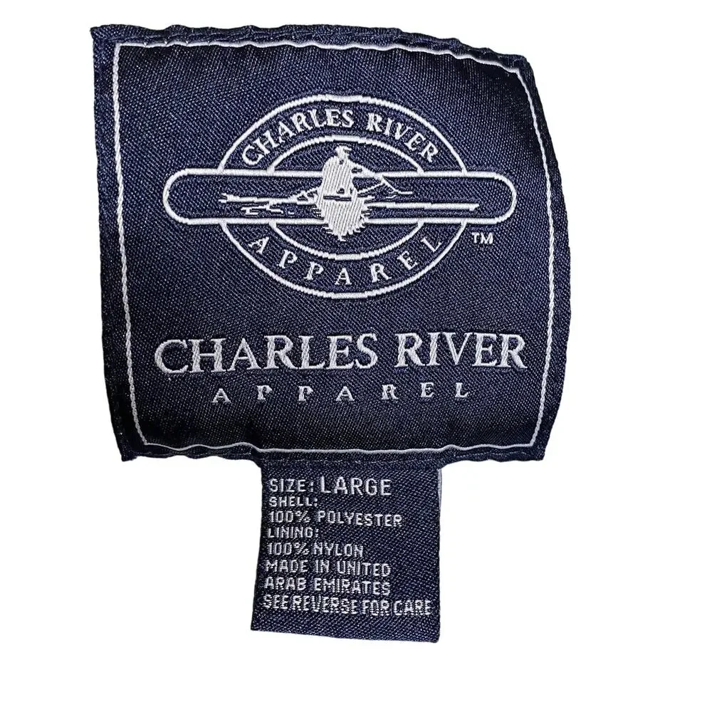 Charles River Apparel Men's Microfiber Pullover Beige Navy Golf Jacket Sz. Lg